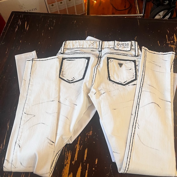 Jean Hand painted ( Cartoon) GUESS size 26 great condition! - Picture 5 of 8